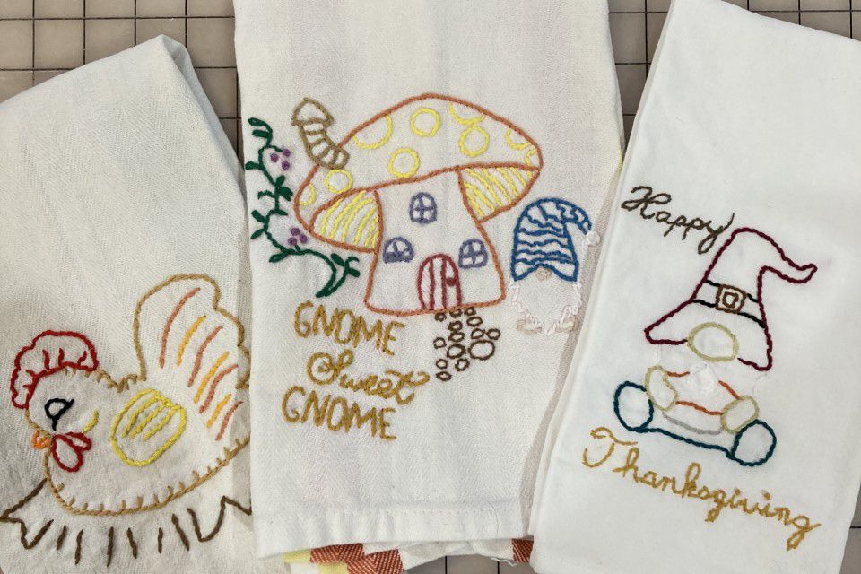 hand embroidered tea towels