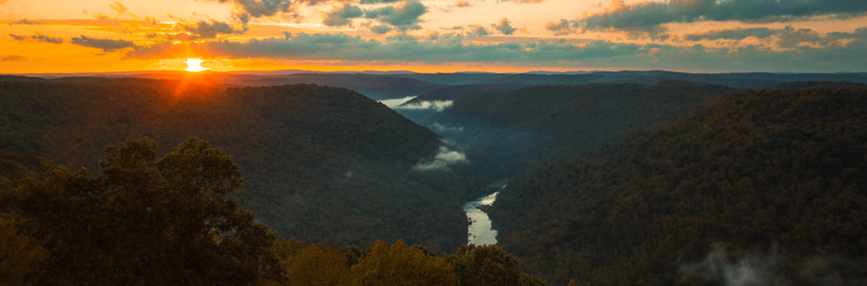Sunrise over the Appalachian mountains in Coopers Rock State Park. Photo by WVU student Mark Webb.