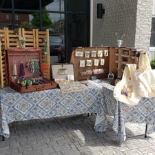Booth display with handmade mixed media items
