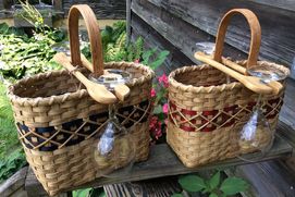 Hand-woven wine carrier baskets