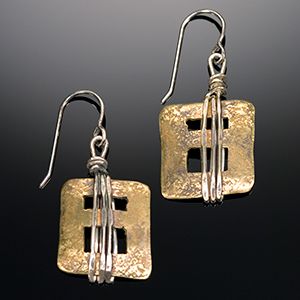 brass and sterling silver cut out earrings