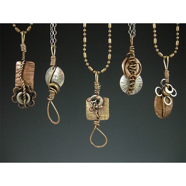 sterling silver copper and brass slab necklaces