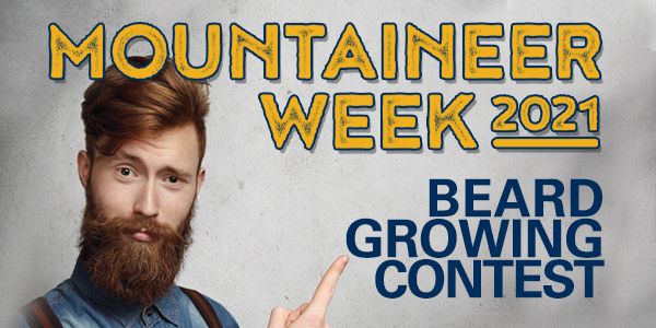 Mountaineer Week 2021 Beard Growing Contest with red-haired gentleman sporting a full beard with a handle bar mustache