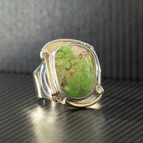 gaspeite and sterling silver ring