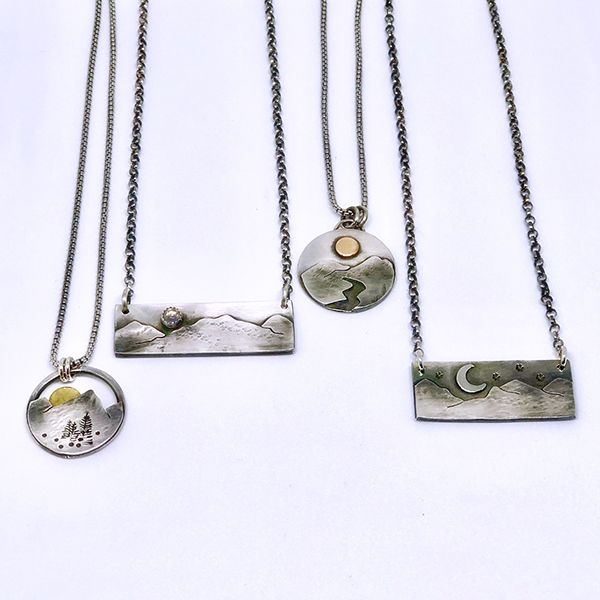 sterling silver mountains are calling necklaces
