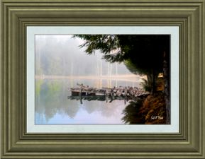 framed photo of an Old dock on lake in morning