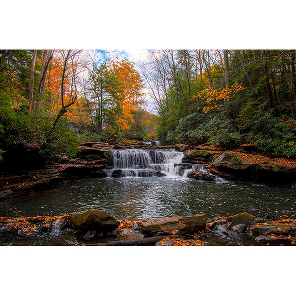 waterfall in the fall. small stream in the woods in West Virginia.