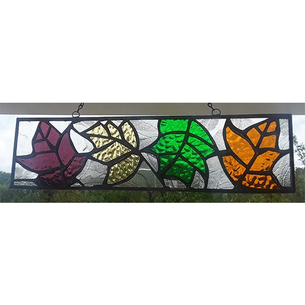 fall themed stained glass window hanging