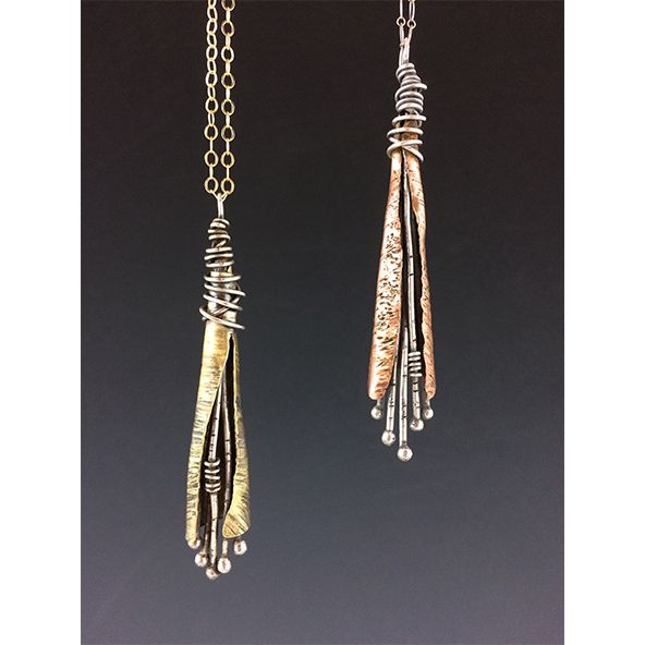 brass and copper pod necklaces