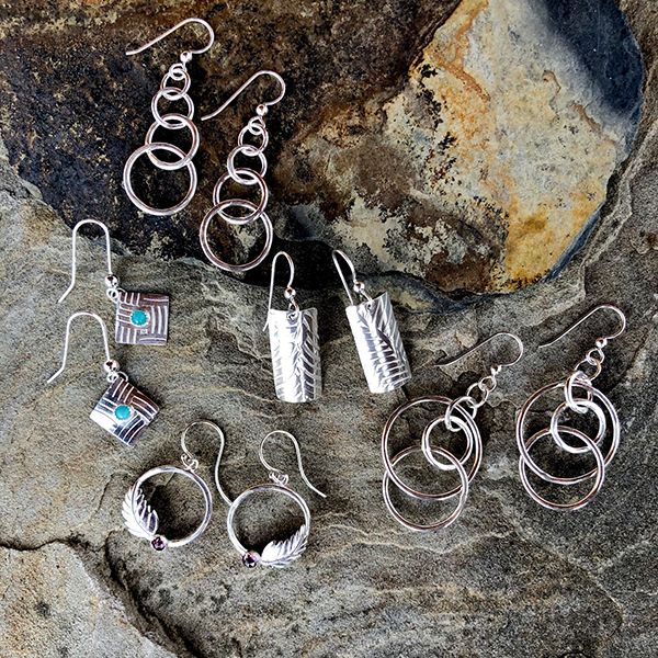 sterling silver earrings with set gemstones